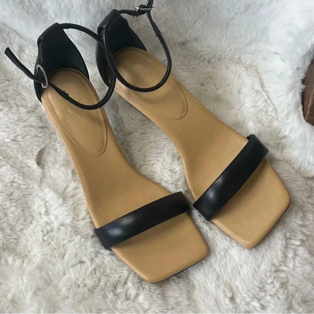 Marc Fisher Derine leather square open toe heeled sandal 7.5